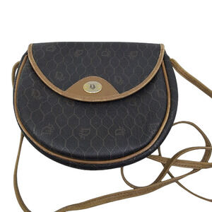Dior Vintage Honeycomb Brown Coated Canvas Crossbody